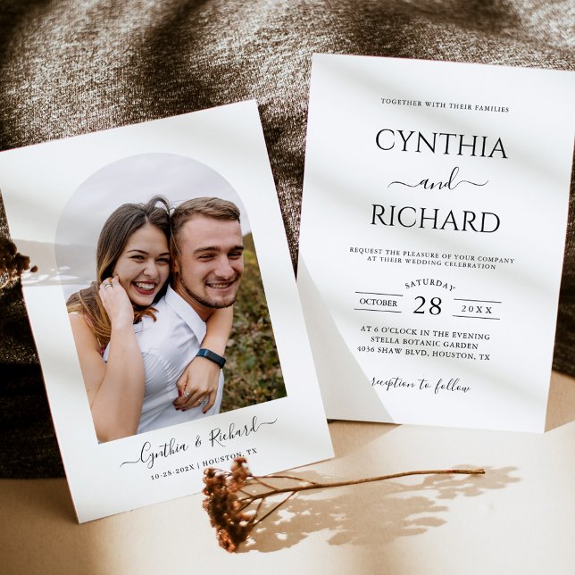 Invitación Simply Elegant con foto en el Boda trasero (Subido por el creador)