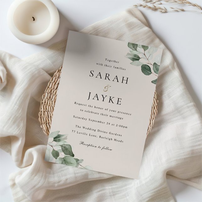 Invitación Simply Elegant Minimal Green Leaf Wedding (Subido por el creador)