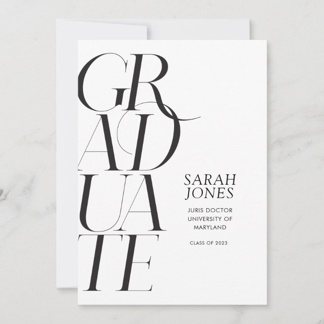 Invitación Sin graduación Minimalista fotográfica (Anverso)