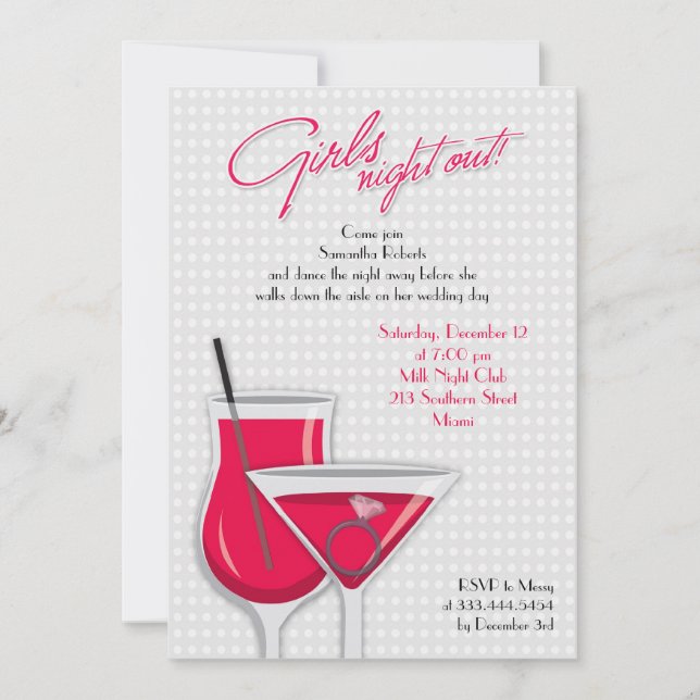 Invitación sin relieve de chicas (Anverso)