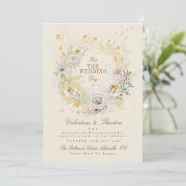 Invitación sincera corona botánica romántica boda boho