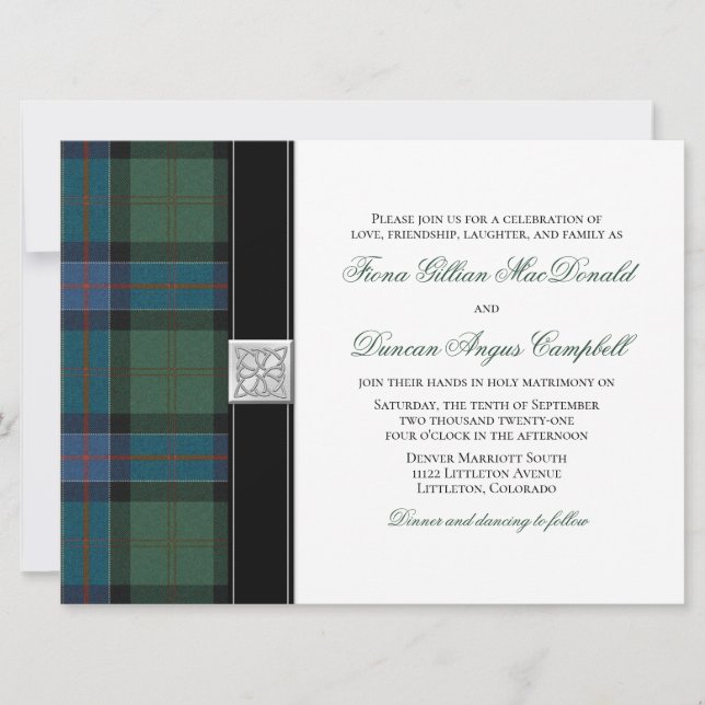 Invitación Sinclair Ancient Hunting Tartan Wedting (Anverso)