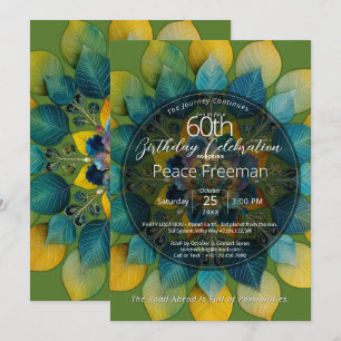 Invitación Sinfonía Botánica Diseño de Mandala de Hojas
