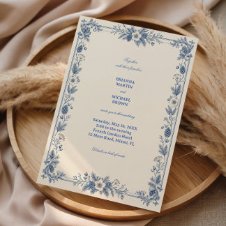 Invitación Sinfonía de arabesco delicado de madera azul