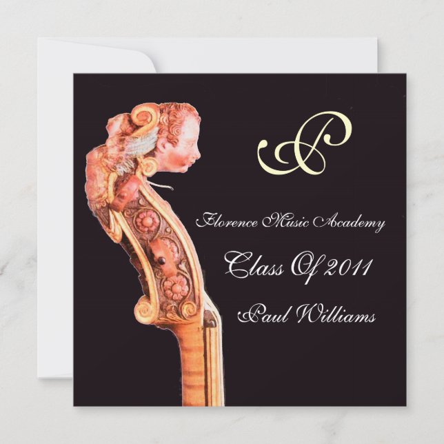 INVITACIÓN SINFONÍA DE GRADUACIÓN DE MÚSICA CLÁSICA MONOGRAM (Anverso)