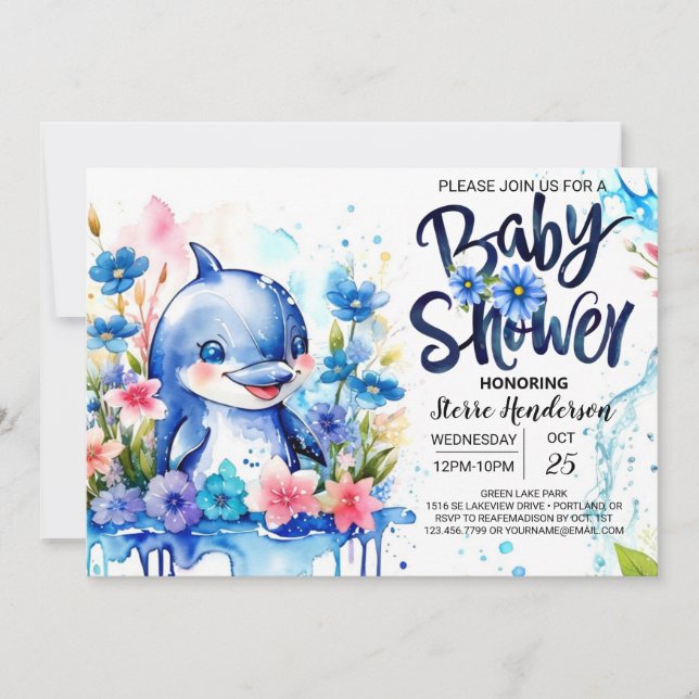 Invitación Sinfonía de Océano: Baby Shower de un niño con tem (Anverso)