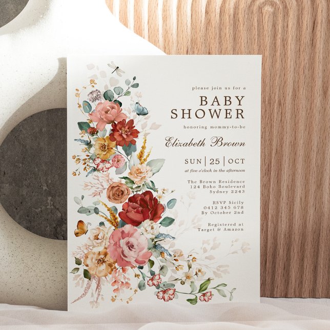 Invitación Sinfonía floral | Bonito Garden Flower Baby Shower (Subido por el creador)