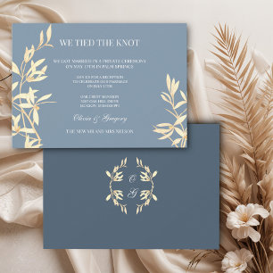 Invitación Sinfonía floral eterna en azul Nos atamos el nudo