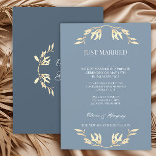 Invitación Sinfonía floral eterna en azul recién casada