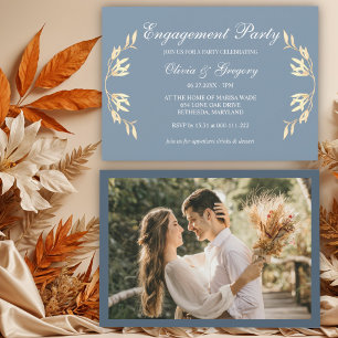 Invitación Sinfonía floral eterna en compromiso azul
