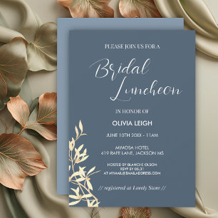 Invitación Sinfonía floral eterna en el almuerzo nupcial azul