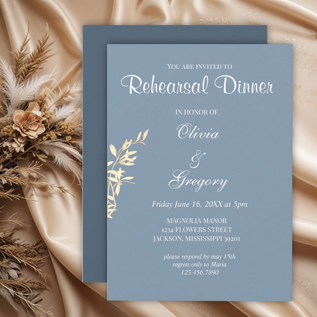 Invitación Sinfonía floral eterna en la cena de ensayo azul (Subido por el creador)