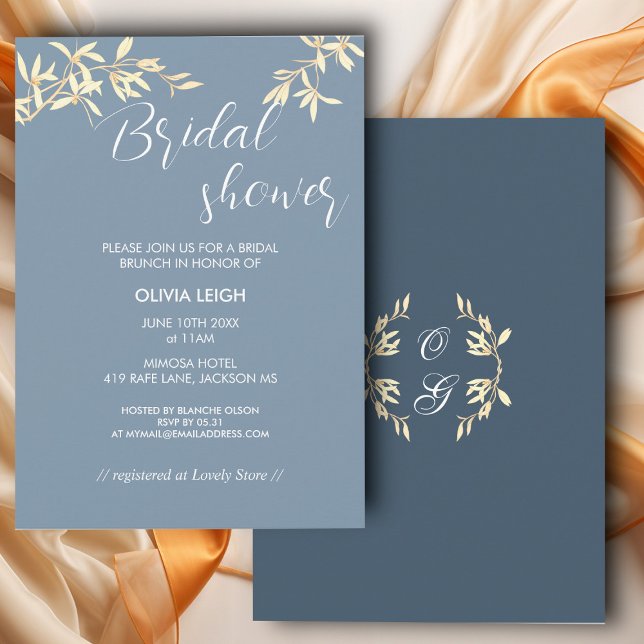 Invitación Sinfonía floral intemporal en ducha de novia azul (Subido por el creador)