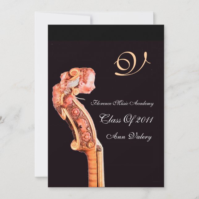 Invitación SINFONIA GRADUACIÓN DE MÚSICA CLÁSICA MONOGRAM mar (Anverso)
