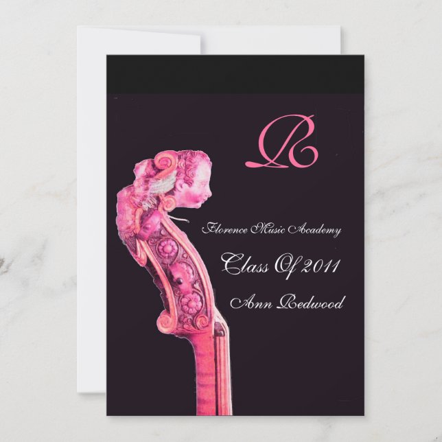 Invitación SINFONIA GRADUACIÓN DE MÚSICA CLÁSICA MONOGRAMA ro (Anverso)
