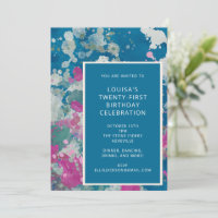 Singular pintura abstracta moderna azul 21º cumple