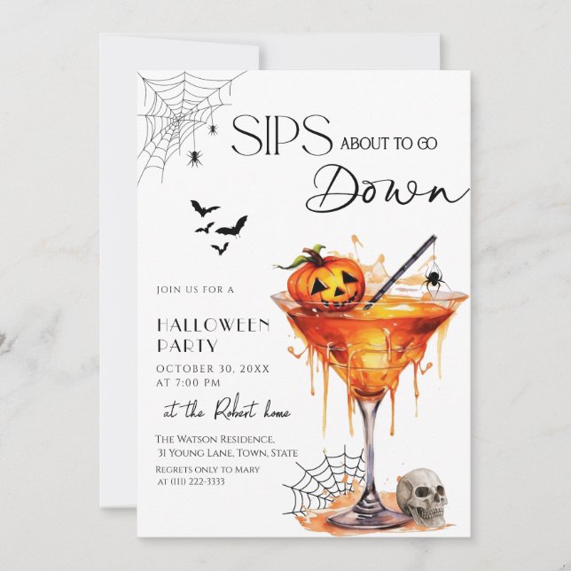 Invitación Sip a punto de bajar por Halloween (Anverso)