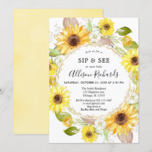 Sip and See Baby girl Sunflower bebé ducha amarill