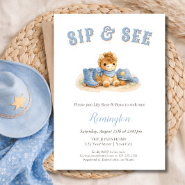 Invitación Sip and See Western Little Cowboy Baby Boy