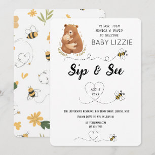 Invitación Sip de oso de bebé y ver personalizado