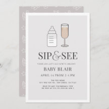 Sip & See Champagne Botella Gray Baby Shower