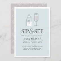 Sip & See Champán Botella Baby Shower Azul