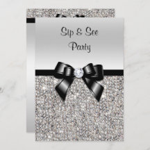 Sip & See Fiesta Silver Sequines Black Bow