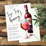 Invitación Sip Sip Hooray 50th Birthday Invitation<br><div class="desc">Birthday Red Wine graphic Invitations. Easy to personalize. All text is adjustable and easy to change for your own party needs. Simple Watercolor fruity drink  graphics. Invitations for him or her.  Any age,  just change the text. Aged to perfection theme</div>