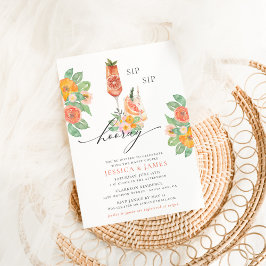 Invitación Sip Sip Hooray Bright Cocktail Couple's Shower