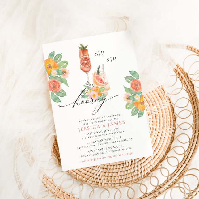 Invitación Sip Sip Hooray Bright Cocktail Couple's Shower (Subido por el creador)