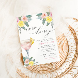 Invitación Sip Sip Hooray Bright Coctail Bridal Shower