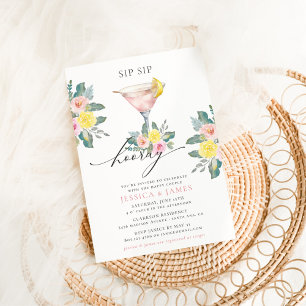 Invitación Sip Sip Hooray Brillante Cocktail Wedding Ducha