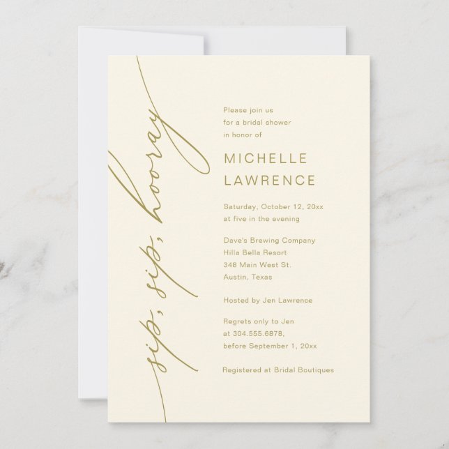 Invitación Sip, Sip, Hooray, Celebración de Fiesta de ducha d (Anverso)