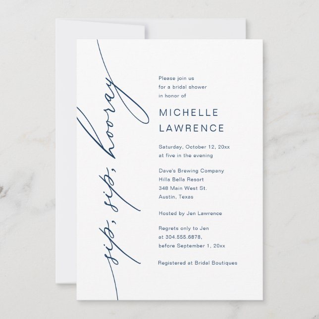 Invitación Sip, Sip, Hooray, Celebración de Fiesta de ducha d (Anverso)