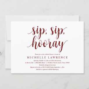 Invitación Sip, Sip, Hooray, celebración de la ducha de novia