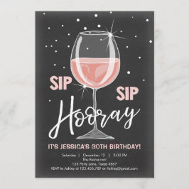 Invitación Sip Sip Hooray Chalkboard Adulto Rústico Cumpleaño