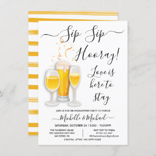 Invitación Sip Sip Hooray Cocktail Engagement Party