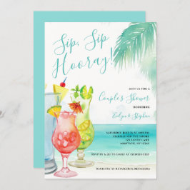 Invitación Sip Sip Hooray Cocktails tropical Ducha de pareja