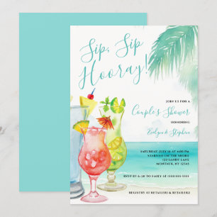 Invitación Sip Sip Hooray Cocktails tropical Ducha de pareja