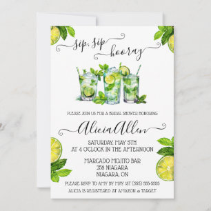Invitación Sip, Sip, Hooray! Ducha de novias con temática Moj