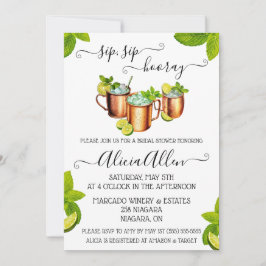 Invitación Sip, Sip, Hooray! Ducha nupcial con tema de la mul