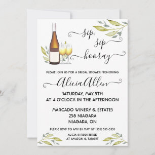 Invitación Sip, Sip, Hooray! Ducha nupcial con temática vitiv