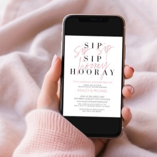 Invitación Sip Sip Hooray Fotografía Simple Foto Ducha De Bod