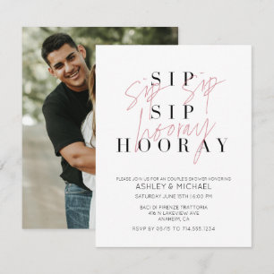Invitación Sip Sip Hooray La ducha de la pareja de fotos en b