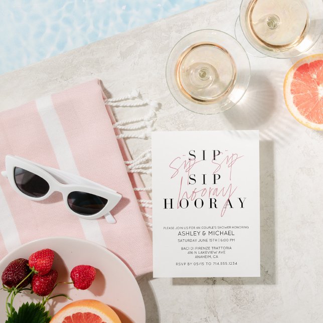 Invitación Sip Sip Hooray La ducha de la pareja de fotos en b (Sip Sip Hooray: Toast to Love at Our Modern Couples Shower)