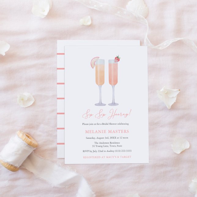 Invitación Sip Sip Hooray Mimosa Bar Cocktail Bridal Shower (Subido por el creador)