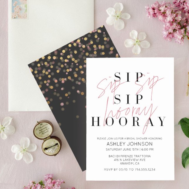 Invitación Sip Sip Hooray Moderno Bridal Bridal Bridal Blanco (Subido por el creador)