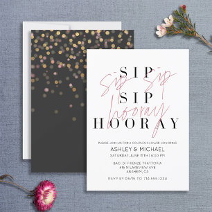 Invitación Sip Sip Hooray Moderno Bridal Bridal Bridal Blanco