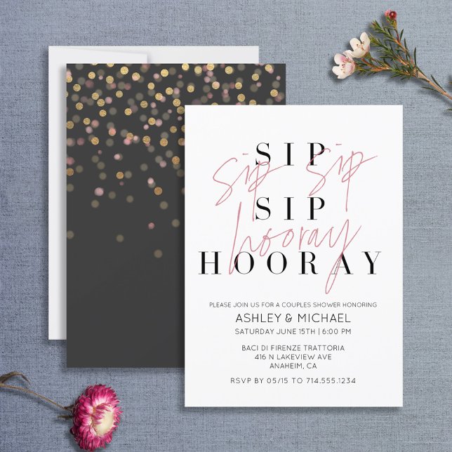 Invitación Sip Sip Hooray Moderno Bridal Bridal Bridal Blanco (Subido por el creador)
