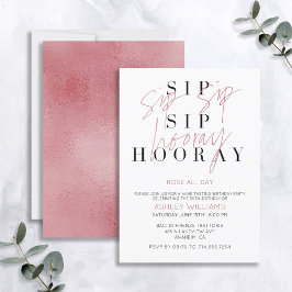 Invitación Sip Sip Hooray Rosa durante todo el día de ayuno d